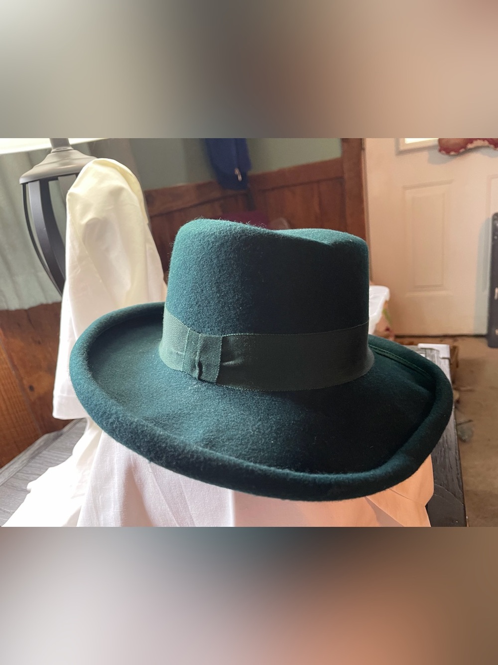 betmar Dark Green Felt Fedora with Ribbon Band